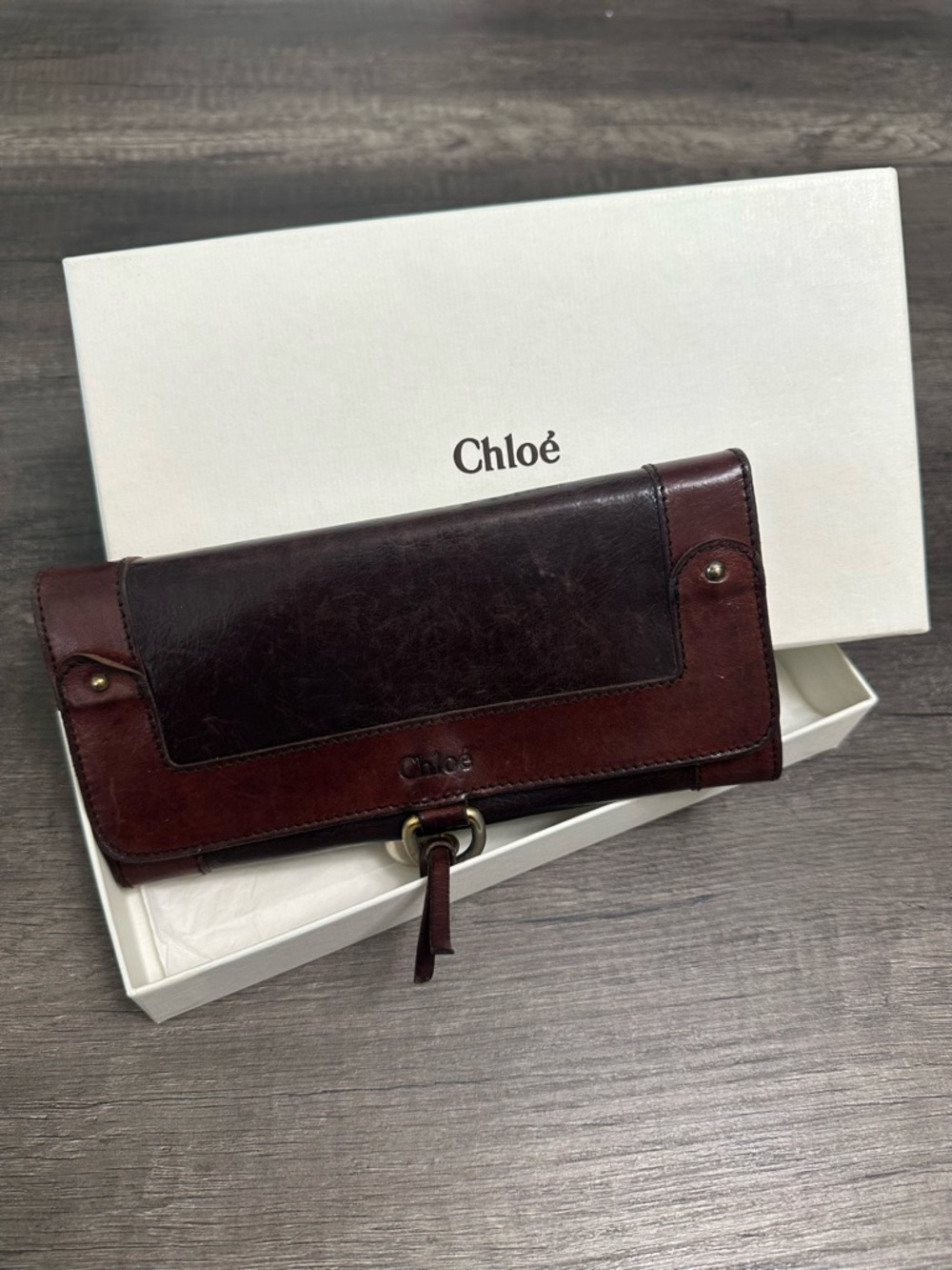 Chloé Two-Tone Brown Leather Wallet